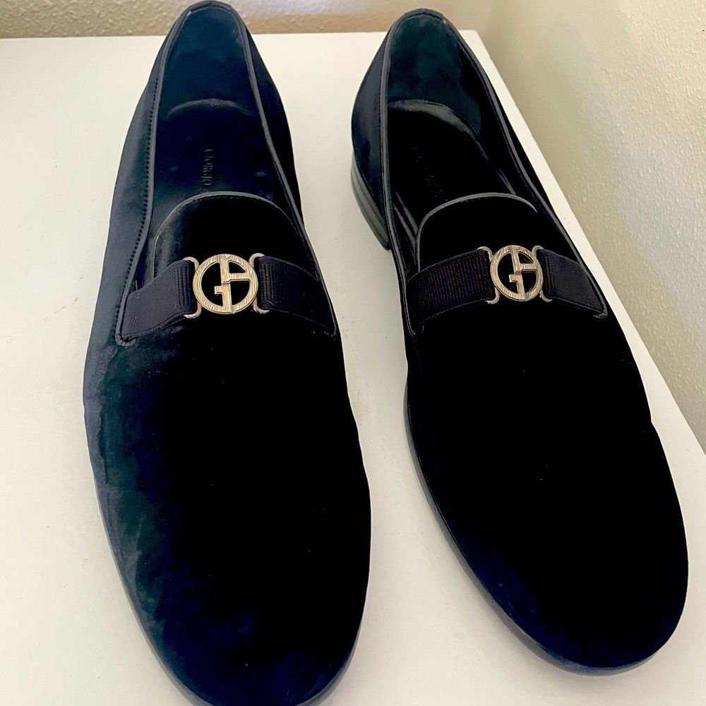 Giorgio Armani Black Velvet Dress Loafers /Shoes 45/12